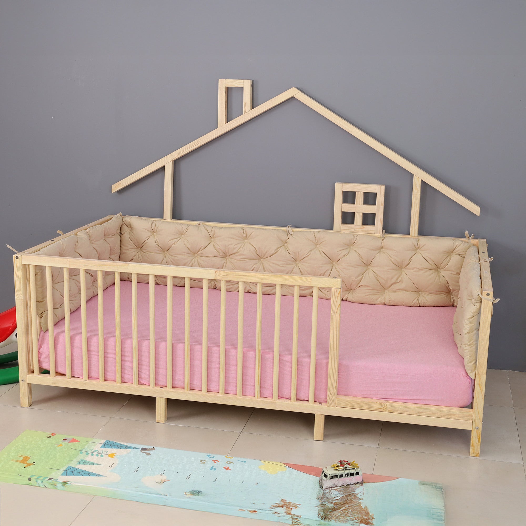 River - Montessori Playhouse Low Bed with Cylindrical Railings