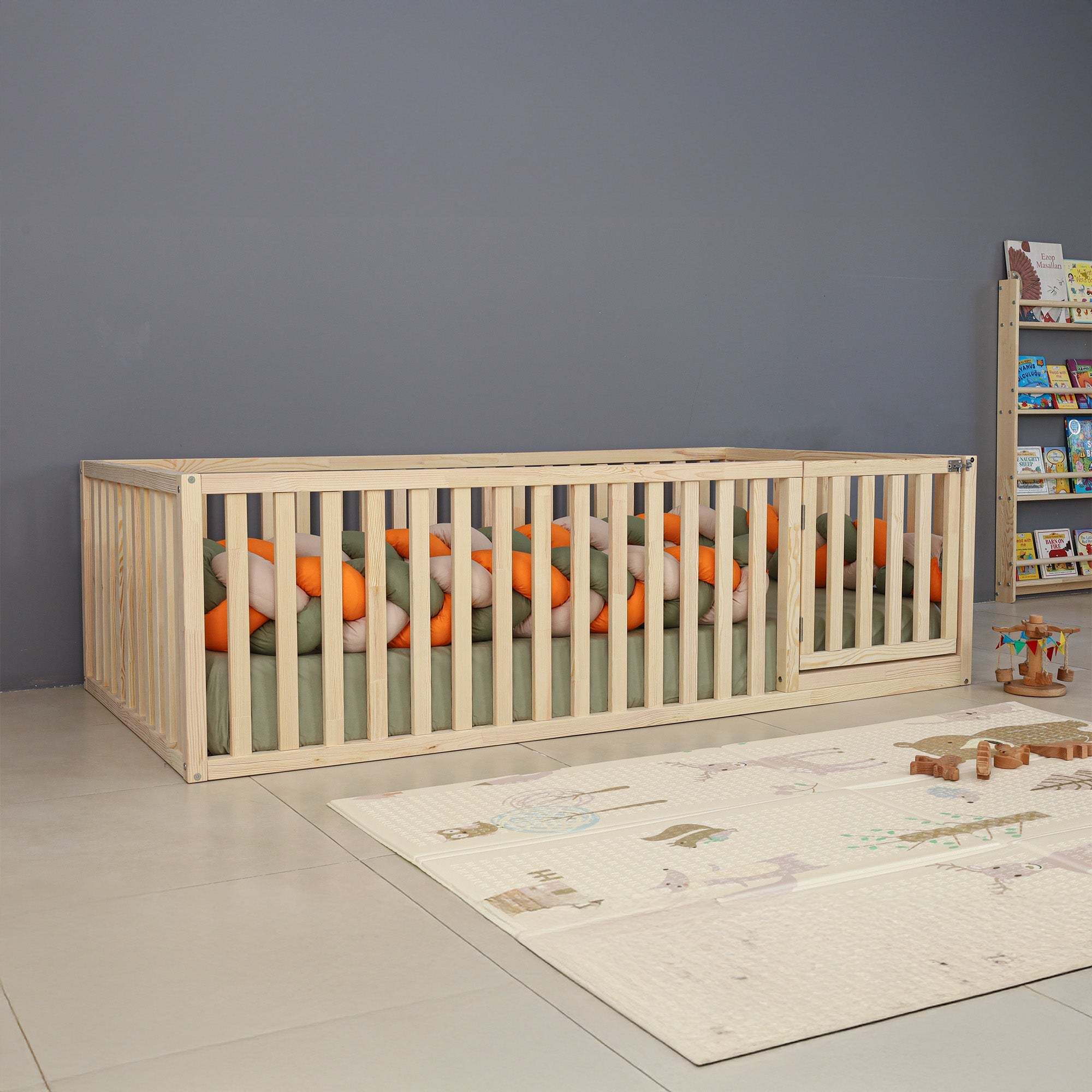 Uykur - Montessori Playpen Floor Bed with Railings and Gate