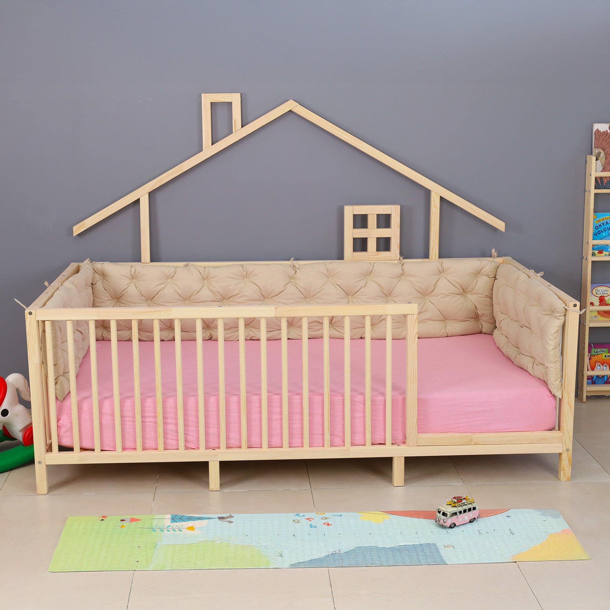 River - Montessori Playhouse Low Bed with Cylindrical Railings