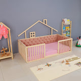 Sara - Montessori Playhouse Floor Bed with Cylindrical Railings