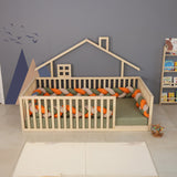 Tela - Montessori Playhouse Floor Bed with Railings